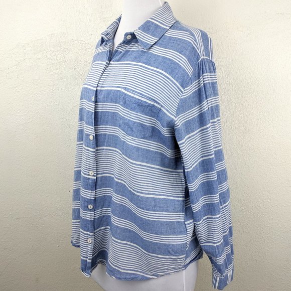 Anthropologie Light Chambray Striped Buttondown - Picture 4 of 8